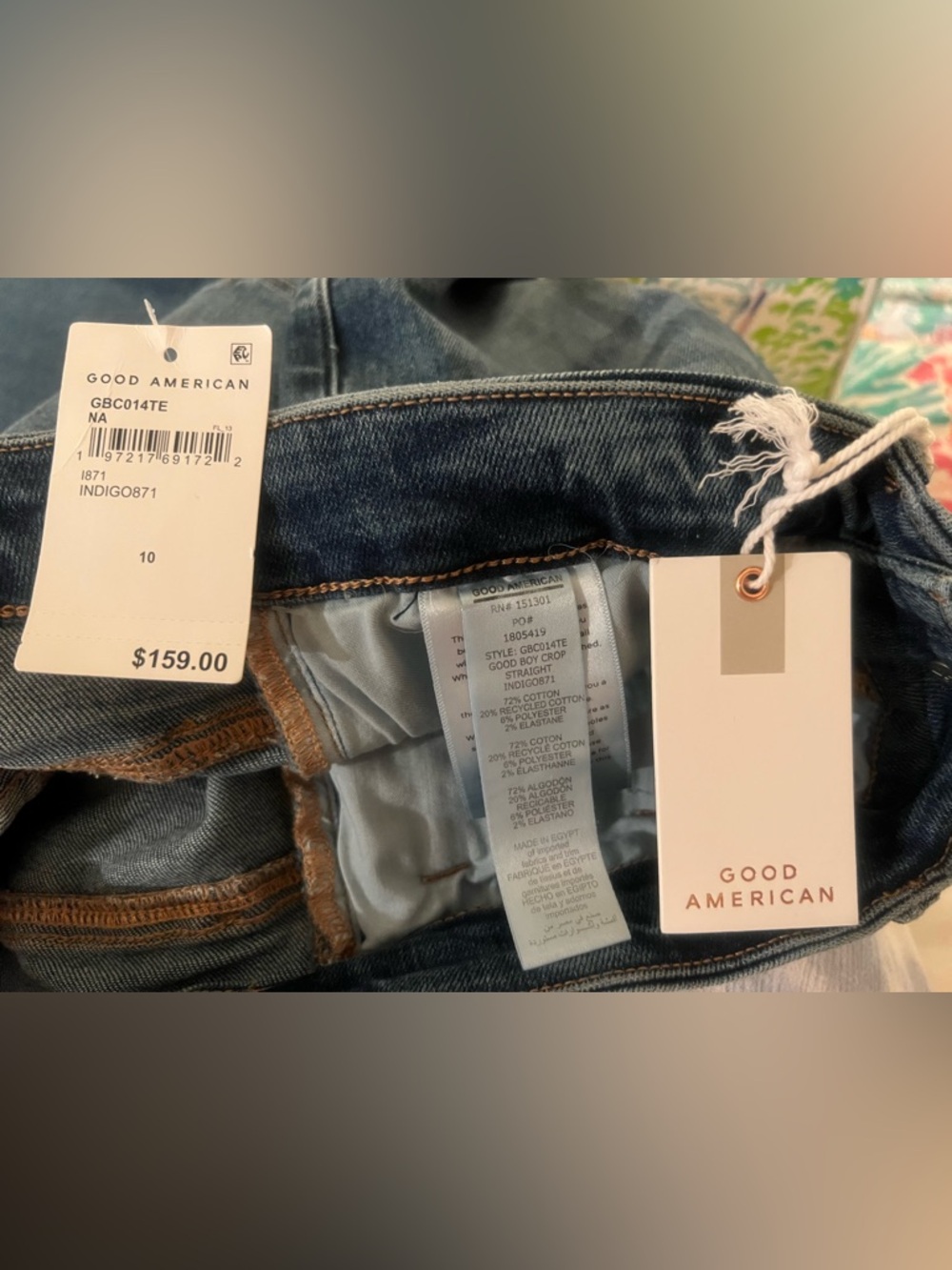 NWT Good American Good Boy Straight Cropped Jeans Size 10/30; Originally $159 - Picture 8 of 8